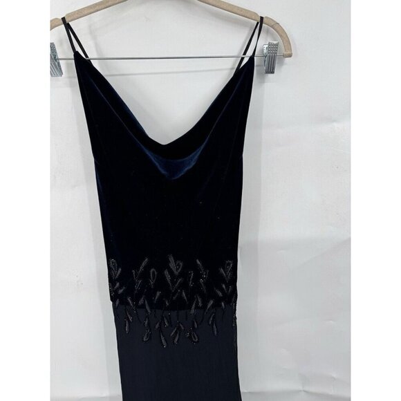 Rimini Maxi Dress Women 6 Navy Blue Velour Fairy Grunge Whimsigoth Beaded - Picture 8 of 10
